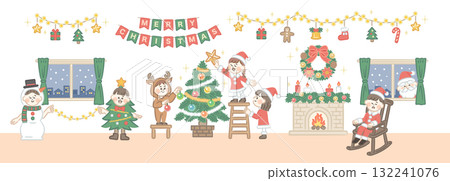 Children preparing for a Christmas party 132241076