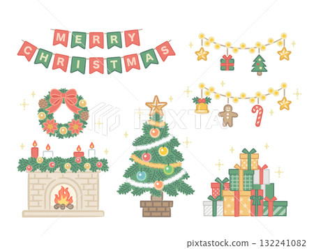 Christmas illustration material set 132241082