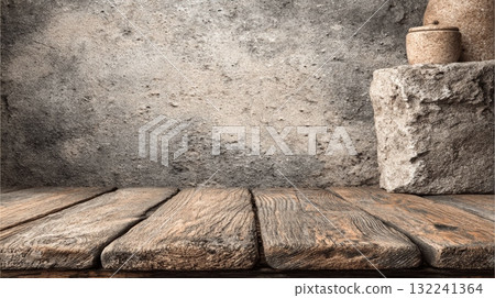 Textured Canvas Backdrop for Studio Photography with Wooden Surface 132241364