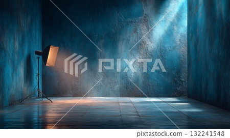 Tranquil Blue Studio Backdrop with Softbox Lighting Effects 132241548
