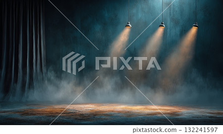 Moody Studio Backdrop with Dramatic Lighting and Velvet Texture 132241597