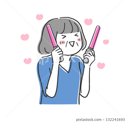 Illustration material of an elderly woman holding a penlight and enjoying her favorite activities 132241693