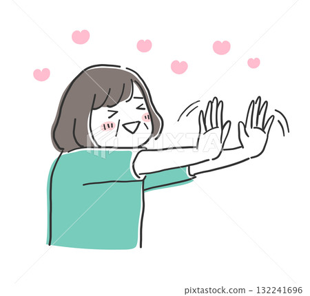 一位老婦人高興地向她的偶像揮手的插圖素材 132241696