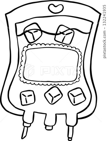 Girly Matcha Outline Doodle Hand Drawn, Illustration of an Iced Drink in a Blood Bag 132241935