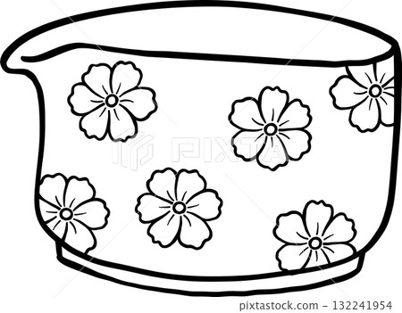 Girly Matcha Floral Jug Illustration in Black and White Outline Doodle Hand Drawn Girly Matcha Floral Jug Illustration in Black and White Outline Doodle Hand Drawn 132241954