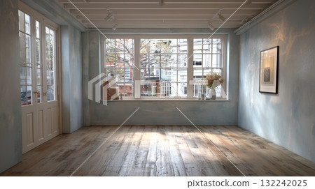 Modern Studio Interior with Natural Light and Adjustable Backdrop 132242025
