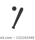 Black baseball bat and ball 132242448