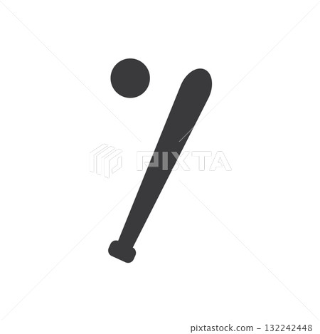 Black baseball bat and ball Black baseball bat and ball 132242448