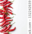 Red chili peppers on a white background 132242639