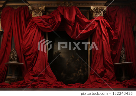 Majestic Theater Stage with Red Curtains Majestic Theater Stage with Red Curtains 132243435