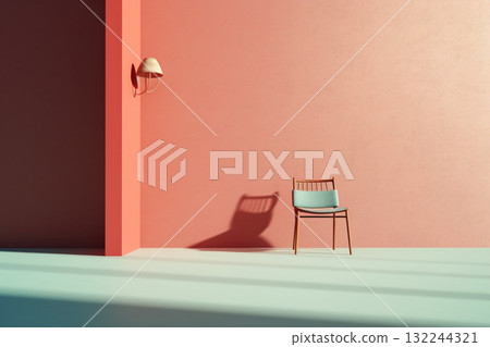 Minimalist Composition with Chair and Lamp 132244321