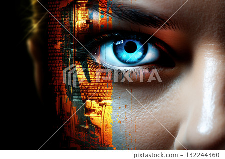 Digital Eye Overlooking Cityscape 132244360