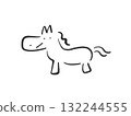 水墨畫中可愛的笑臉馬2026新年素材單色 132244555