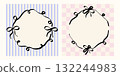 Whimsical vintage frame set with ribbon lines and hand drawn circle borders in coquette style. Vector decorative elements for spring card birthday or wedding celebration. 132244983