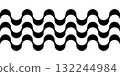 Abstract geometric wave pattern in black and white, traditional Portuguese sidewalk style. Copacabana boardwalk design from Rio de Janeiro, repeating vector background. 132244984