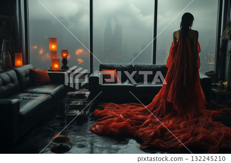 Solitary Elegance Against a Cityscape 132245210