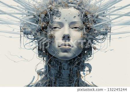 Futuristic Cyborg Portrait 132245244