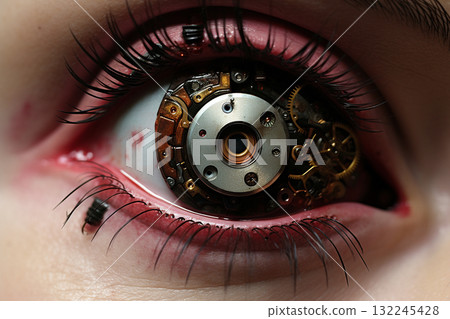 Cybernetic Eye Close-up 132245428