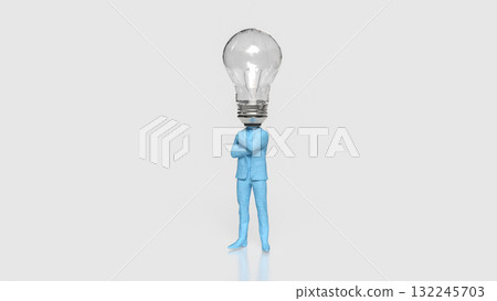 The Blue Business man and light bulb for Idea or creative concept 3d Rendering. The Blue Business man and light bulb for Idea or creative concept 3d Rendering. 132245703