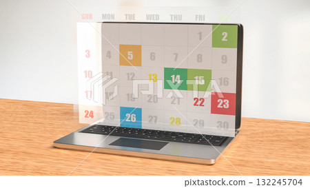 The Calendar and laptop  for Business concept 3d Rendering. 132245704