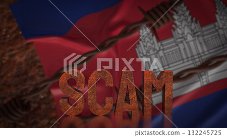 The Scam and Cambodia flag  for Background 3d Rendering. 132245725