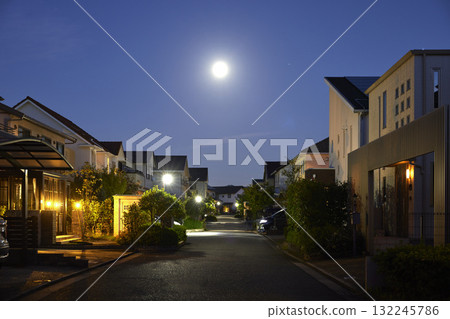 A quiet residential area at night 132245786
