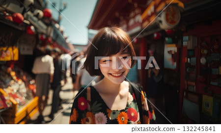 年輕女子在旅遊景點觀光 132245841