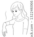 一位女士在手臂上進行艾灸的黑白插圖 132246066