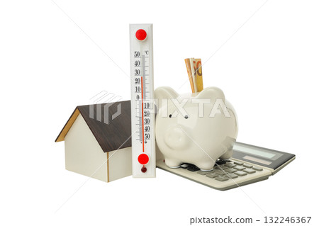 Budgeting tools for heating season costs, isolated on white, PNG Budgeting tools for heating season costs, isolated on white, PNG 132246367