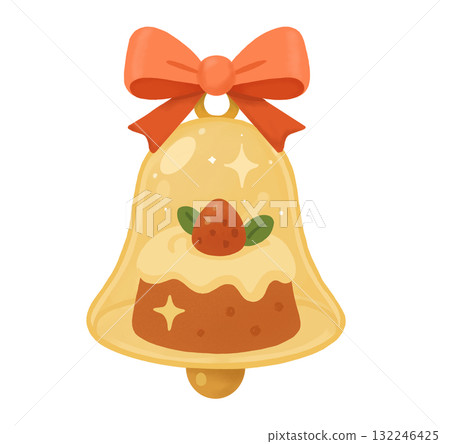 聖誕布丁鈴鐺裝飾插圖 132246425