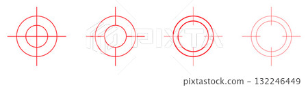 Red crosshair outline set in simple design style 132246449
