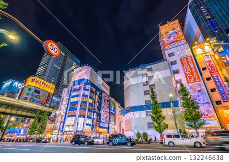 Tokyo cityscape in Japan: Akihabara and the Akihabara Chuo Dori development project bustling with foreign tourists = October 10th 132246638