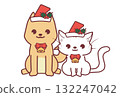 Cute puppy and kitten in Christmas costumes 132247042
