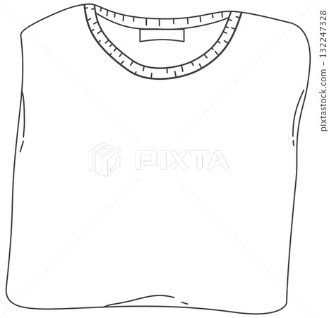 Folded white t-shirt doodle cartoon Folded white t-shirt doodle cartoon 132247328