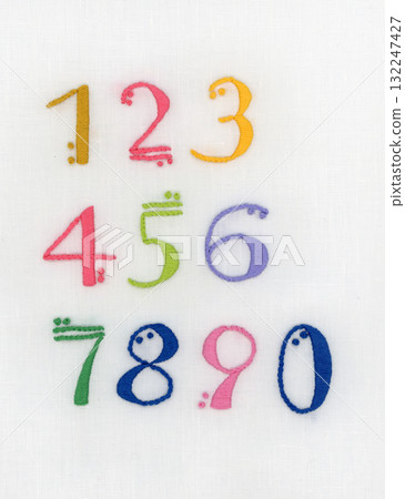 Colorful embroidered numbers 132247427