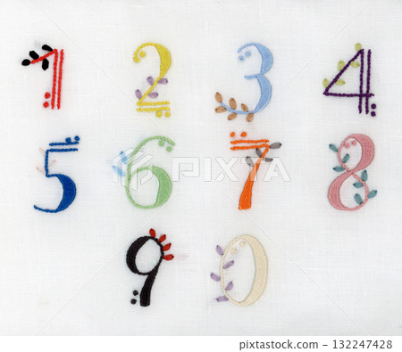 Colorful embroidered numbers 132247428