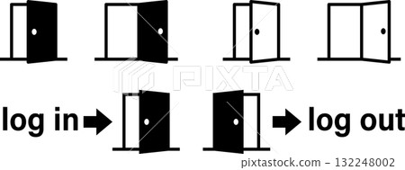 打開門剪影圖示入口登入登出 132248002