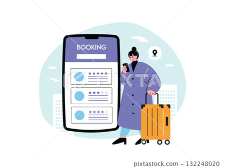 一位女士在預訂網站上預訂飯店 132248020