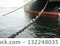 Ships and seabirds moored in the harbor 132248035
