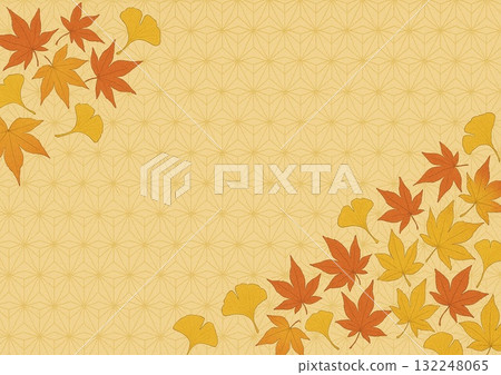 金色麻葉圖案與飛舞的秋葉背景 金色麻葉圖案與飛舞的秋葉背景 132248065