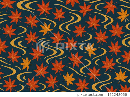 秋葉和流水的圖案 132248066