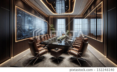 A stately and stylish executive conference room 132248140