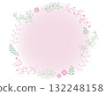 Hand-drawn natural plant round frame material in pink 132248158
