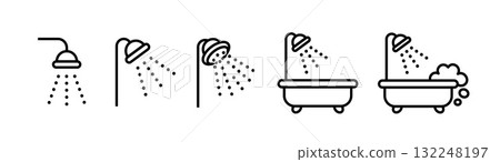 淋浴和浴缸圖示集 132248197