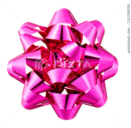 Pink metallic gift bow (white background) 132249056