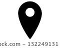 Simple black map pin with transparent background 132249131