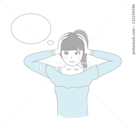 Girl holding a head Girl holding a head 132249396