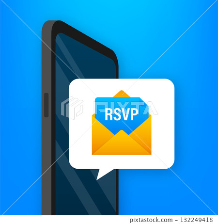 Smartphone receiving RSVP invitation email message notification Smartphone receiving RSVP invitation email message notification 132249418