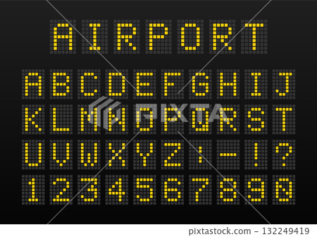 Airport digital display font showing alphabet and numbers Airport digital display font showing alphabet and numbers 132249419