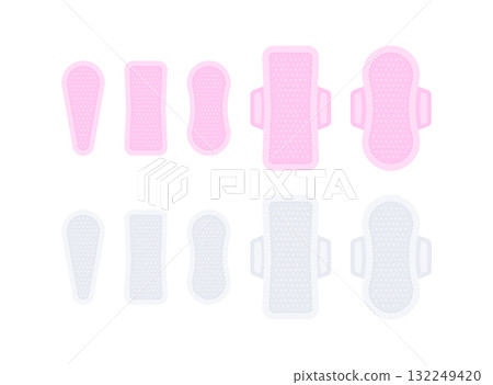 Sanitary pads and panty liners collection for feminine hygiene Sanitary pads and panty liners collection for feminine hygiene 132249420